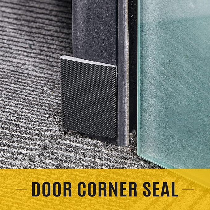 Zonon 64 Pieces Door Corner Seal Weatherstripping Exterior Door Frame Seal Draft Stopper Adhesive Corner Pads for Weather Stripping and Draft Protection (Black)