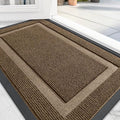 OLANLY Front Door Mat Indoor Outdoor Entrance, Waterproof All-Season, All-Weather Doormat, Sturdy Natural Rubber, Fade Resistant, Low Profile, Easy Clean Patio Porch Entryway Mat, 71x47, Brown