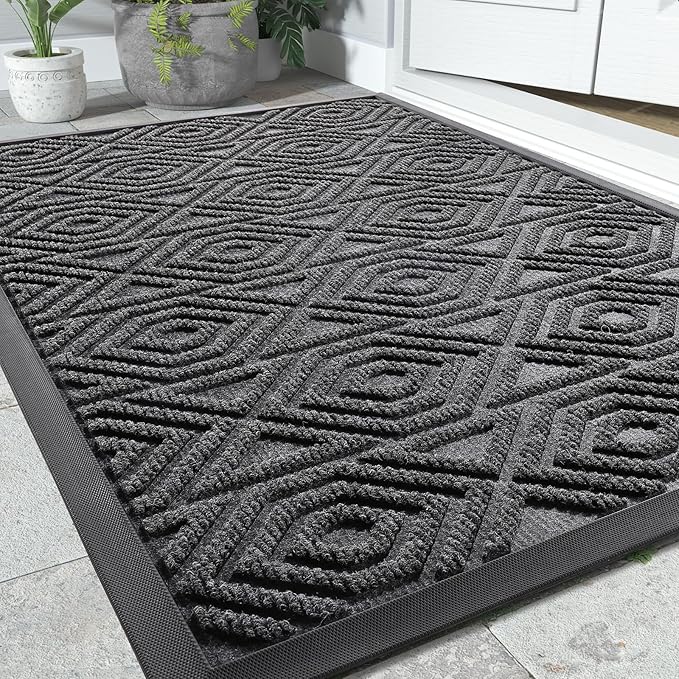 Yimobra Modern Grey 60 x 36 Inch Waterproof Doormat, Non Slip, Stain & Fade Resistant, Indoor/Outdoor, Welcome Mat