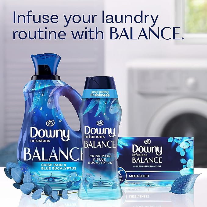 Downy Infusions In-Wash Laundry Scent Booster Beads, BALANCE, Crisp Rain and Blue Eucalyptus, 13.4 oz