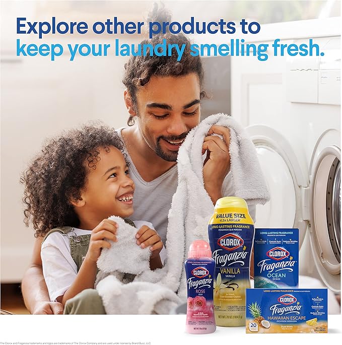 Clorox Fraganzia Laundry Scent Booster Crystals in Ocean Scent - Scented In-Wash Freshener Beads for Fresh, Clean, Great Smelling Clothes and Linens, 70 Oz