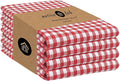 Native Fab Gingham Cotton Kitchen Towel 4 Pack 16"x26" - Absorbent Tea Linen Towels, Dish Cloths, Restaurant Cleaning Towel, Dish Towels with Hanging Loop, Red White