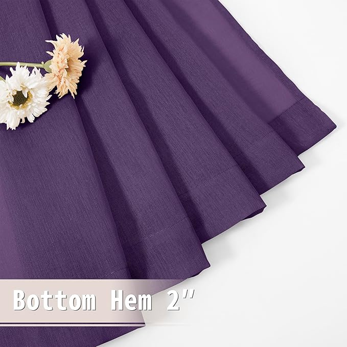 Tollpiz Sheer Curtains Closet Linen Textured Curtain Sheers Doorway Light Filtering Voile Patio Glass Door Rod Pocket Curtains French Door, 54 x 80 inches Long, Royal Purple, Set of 1 Panel