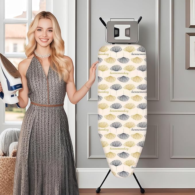 Ironing Board Cover with Two 5MM Thick Feltpads,15"x48"Heat Resistant Replacement Ironing Board Cover and Pad,Fits Standard Ironing Boards,Durability and Easy to Install