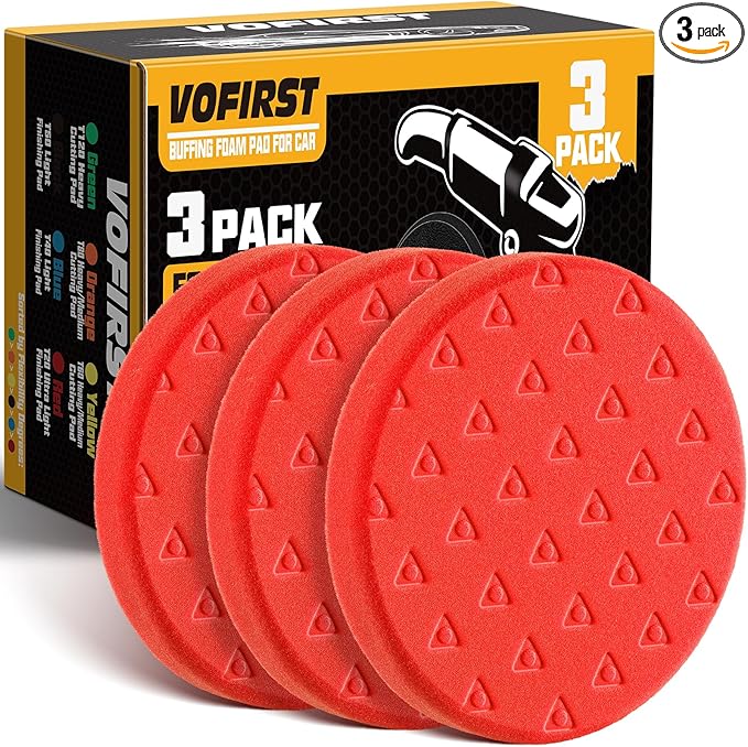 6 Inch Polishing Pad - 3Pcs Red Polishing Pad - 6.5 Inch Face for 6 Inch 150mm Backing Plate - Ultimate Compounding & Waxing Sponge Pads for Car Buffer Boat Polisher Compounding, Polishing & Waxing