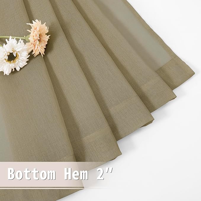 Tollpiz Short Sheer Door Curtain Closet Linen Textured Curtain Sheers Doorway Light Filtering Voile Patio Glass Door Rod Pocket Curtains French Door, 54 x 54 inches Long, Taos Taupe, Set of 1 Panel