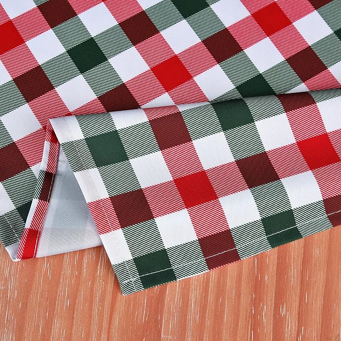 Waterproof Checkered Tablecloth Fabric - Rectangle 58x84 Inch Christmas Plaid Table Cloth for Indoor/Outdoor Use - Xmas Table Cover for Kitchen, BBQs, and Parties