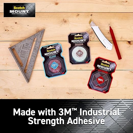 Scotch Extreme Mounting Strips, Double-Sided Heavy Duty Tape, 8 Strips, 1 in x 3 in, Use Instead of Nails or Screws, Works on Painted surfaces, Metals, Acrylic, Hard Plastics and More (414H-ST)