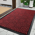 Yimobra Outdoor Mats for Front Door 29.5x17, All-Weather Waterproof Non-Slip Outdoor Door Mat Outside Eentrance, Garage/Patio Entryway Indoor Doormat, Easy Clean, Black Red