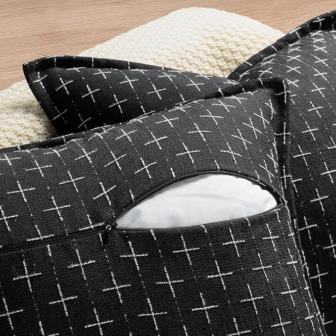 ZWJD Pillow Covers 22x22 Set of 2 Soft Polyester Textured Pillow Covers with Stylish Flange Edge Cozy Farmhouse Throw Pillows for Couch Bed Sofa Living Room