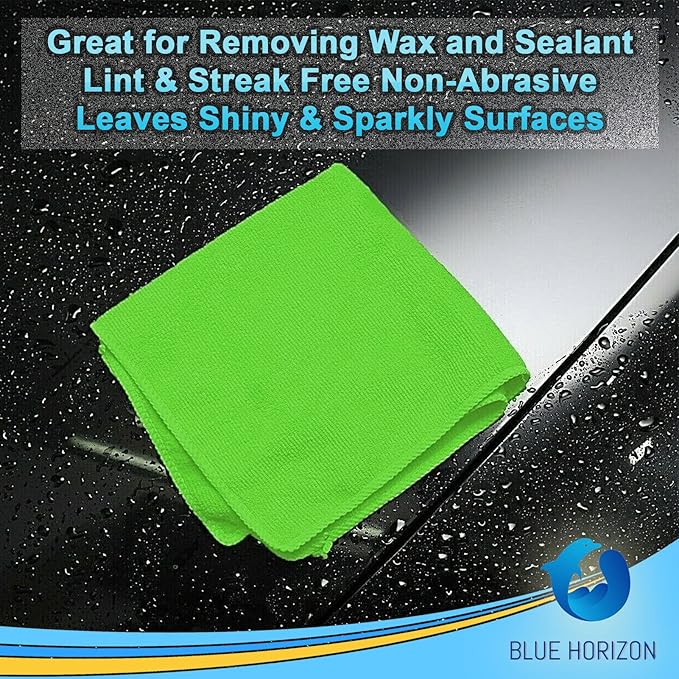 Blue Horizon Large Microfiber Cleaning Towels, 36-Pack Wash Cloths, Ultra Soft Plush Microfiber Cleaning Cloth, Products (Green, 16" X 16")
