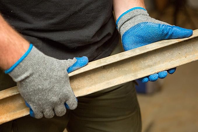 G & F Products - 3100-10 120 Pairs Large Rubber Latex Double Coated Work Gloves for Construction, gardening gloves, heavy duty Cotton Blend Blue