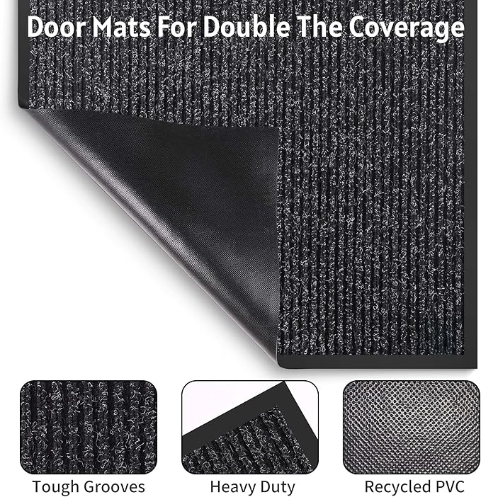 Front Door Mat Indoor Outdoor Entrance, 36" x 120" Dirt Resistant and Absorbent Door Mat, TPR Backing Non-Slip Doormats, Easy to Clean, Low Profile Welcome Floor Mat for Outside Entry