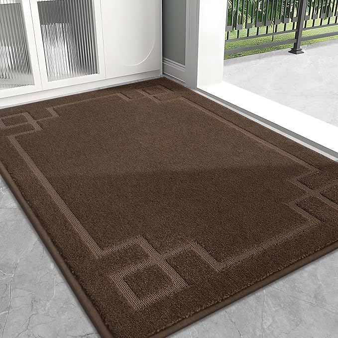 BEQHAUSE Door Mat 32" x 48", Non-Slip Door Mats Indoor Entryway Rugs Washable Low-Profile Absorbent and Stain Resist Floor Mats, Dog Door Mat for Front Back Door, Muddy Wet Shoes & Paws, Brown