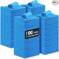 Shop Towels, 100 Pack Commercial Grade Work Rags Microfiber Towels for Cars Cleaning Rags Bulk Detailing Cloth for Automotive Bar Mechanic Restaurant Garage Housekeeping, 11.5"x 11.5", Blue