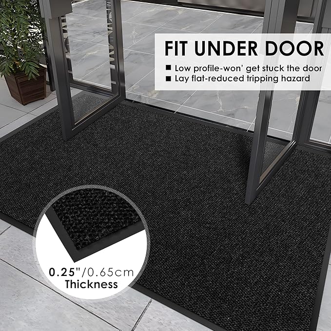 3′ x 19′ Front Door Mat Indoor Outdoor Entrance, Commercial Floor Mat Heavy Duty Dirt Trapper Entryway Doormat, Custom Size Non Slip Rubber Backing Welcome mat, Door Mat for High Traffic Area