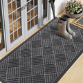 Smiry Front Door Mat Outside Entrance, Heavy Duty Outdoor Indoor Mat, Natural Rubber Doormat, Non Slip, Trap Dirt and Moisture, Easy Clean, Low Profile Patio Porch Entryway Mat, 59x23, Light Grey