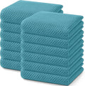 Homaxy 100% Cotton Waffle Weave Kitchen Dish Towels, Ultra Soft Absorbent Quick Drying Cleaning Towel, 13 x 28 Inches, 12-Pack,Lake Blue