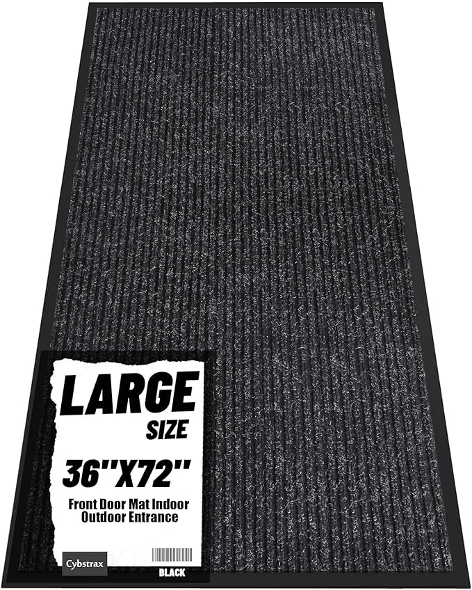 Front Door Mat Indoor Outdoor Entrance, 36" x 72" Dirt Resistant and Absorbent Door Mat, TPR Backing Non-Slip Doormats, Easy to Clean, Low Profile Welcome Floor Mat for Outside Entry