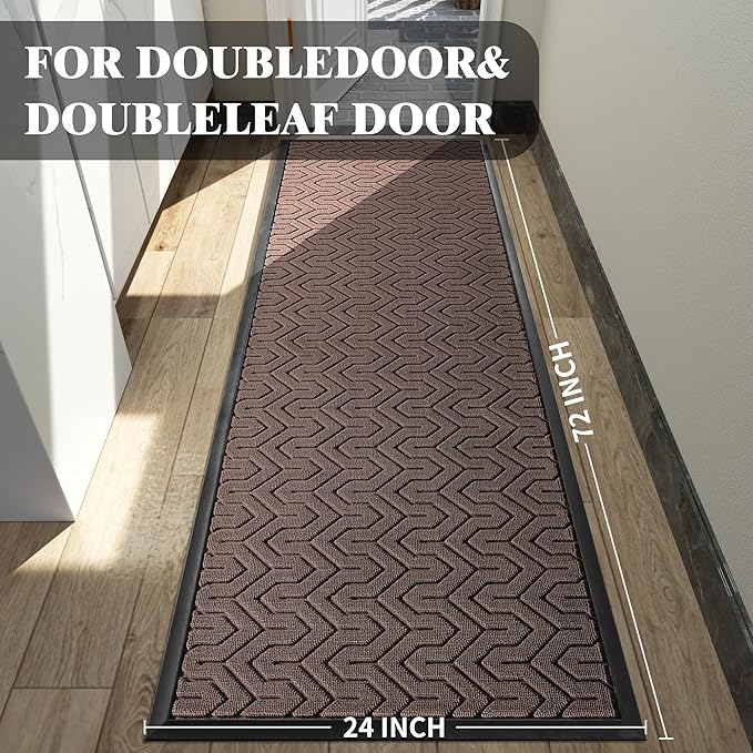 Yimobra 72x24 Indoor Outdoor Runner Rug, Heavy-Duty Waterproof Entrance Mat for High Traffic Areas, Commercial Grade Welcome Door Mat, Easy Clean, Brown