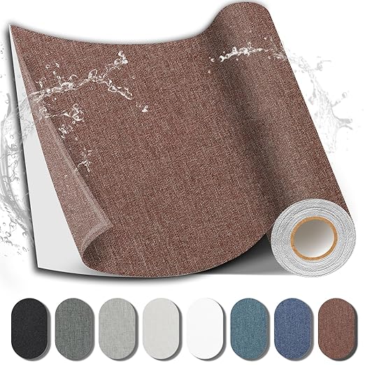 Fabric Repair Patch, Fabric Large Repair Tape, Self-Adhesive Patches for Furniture, Sofa, Car Interior, Shoes, Hand Bag, Clothing (Brown, 3.5X79 Inch)