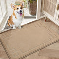 BEQHAUSE Door Mat 20" x 32", Non-Slip Door Mats Indoor Entryway Rugs Washable Low-Profile Absorbent and Stain Resist Floor Mats, Dog Door Mat for Front Back Door, Muddy Wet Shoes & Paws, Beige
