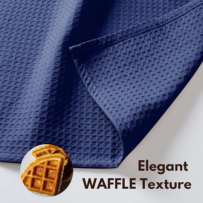 Native Fab Waffle Kitchen Towel - 6 Pack - Absorbent Dish Towel for Cleaning, Drying, and Cooking - 100% Cotton Durable Kitchen Essential for Home Use, Quick Drying Towels, 16x26 inches - Ink Blue
