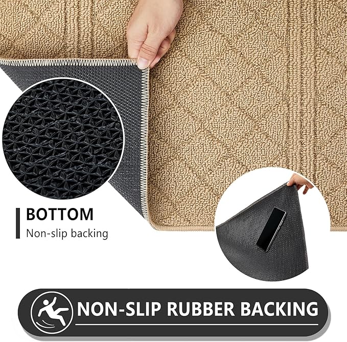 REFETONE Indoor Doormat, Front Back Door Mat 32"x40" Absorbent Rubber Backing Non Slip Door Mats, Low-Profile Resist Dirt Entrance Rugs, Machine Washable Door Rug Inside Floor Mat for Entryway, Brown