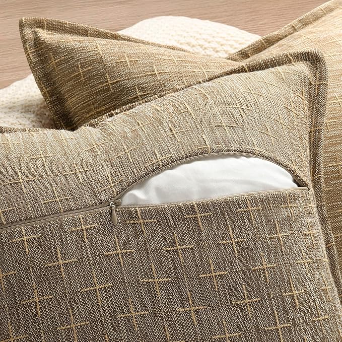 ZWJD 12x20 Pillow Covers Set of 2 Soft Polyester Textured Pillow Covers with Stylish Flange Edge Cozy Farmhouse Throw Pillows for Couch Bed Sofa Living Room