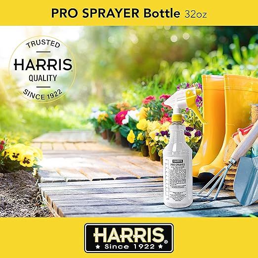 HARRIS Professional Spray Bottle 32oz (3-Pack), All-Purpose for Cleaning and Plants with Clear Finish, Pressurized Sprayer, Adjustable Nozzle and Measurements