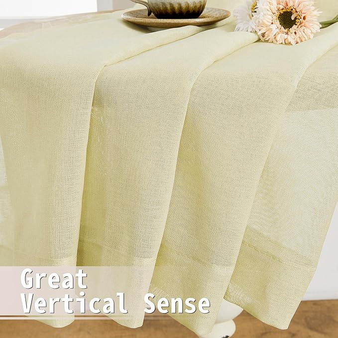 Tollpiz Sheer Door Curtains Closet Linen Textured Curtain Sheers Doorway Light Filtering Voile French Door Rod Pocket Curtains Patio Door, 54 x 63 inches Long, Transparent Yellow, Set of 1 Panel