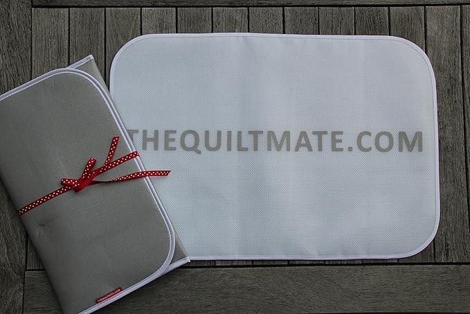THEQUILTMATE - Premium Ironing Pad, Designed Especially for Quilters and Crafters, Combo: Classic Silver, 17 in x 25 in; Blue Mini, 10in x 14in