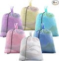 6 Pack 20 x 17 Inches Colorful Mesh Laundry Bag with Handles Machine Washable Secure Drawstring Closure Large Sturdy Mesh Net Laundry for College Travel Dorm Laundromat