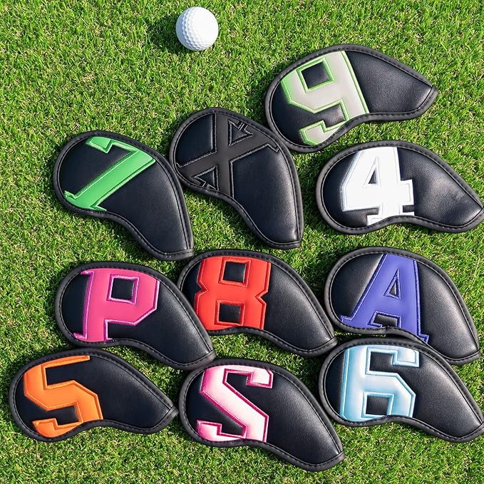 CRAFTSMAN GOLF 12pcs or 1pc Thick Synthetic Leather Golf Iron Head Covers Set Headcover Fit All Brands Callaway Ping Taylormade Cobra Etc. Also Custom Name