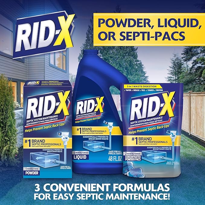 Rid-X Septic System Treatment, Septic Tank Treatment, 3-Monthly Supply Dual Action Septi-Pacs - 3.2 oz (Pack of 2)