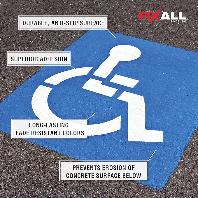 FIXALL Skid Grip Anti-Slip Coating, 1 Gallon, Crimson, Exceeds ADA Standards, Ideal for Safety Areas, Slip-Resistant Pavement, Cement & Concrete Paint