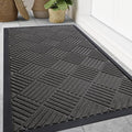 Smiry Front Door Mat Outside Entrance, Heavy Duty Outdoor Indoor Natural Rubber Doormat, Non Slip, Trap Dirt and Moisture, Easy Clean, Low Profile Patio Porch Entryway Mat, 47x32, Grey