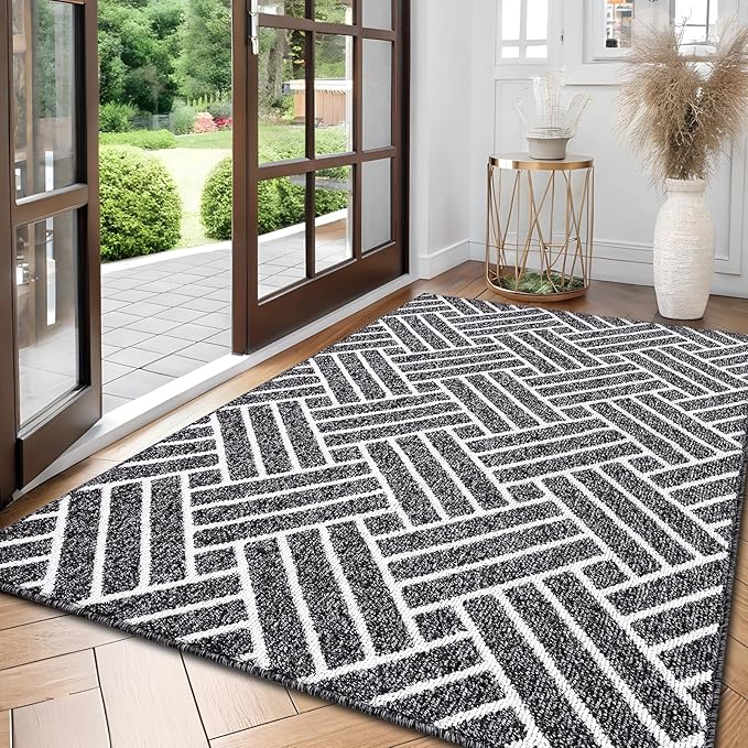 OLANLY Large Indoor Door Mat, 71x47 Inch, Dirt Resistant and Absorbent, Non-Slip Rubber Backing Floor Mats, Easy Clean Low-Profile Doormat for Entryway, Front Door, and Inside Entrance, Black