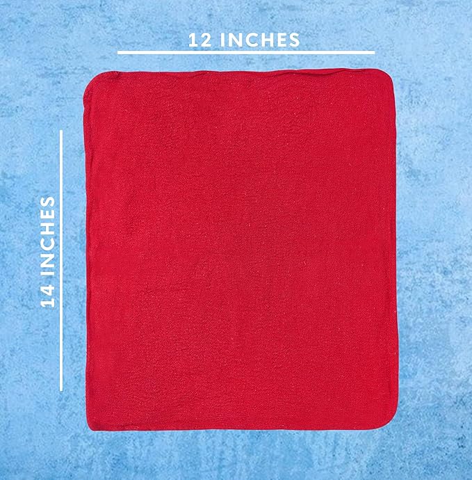 Cotton Shop Towels - Pack of 50 Cleaning Rags 12'' x 14'' - Super Soft and Absorbent Shop Rags for House - Multipurpose Cleaning Towels for Automobiles, Industries, Garage