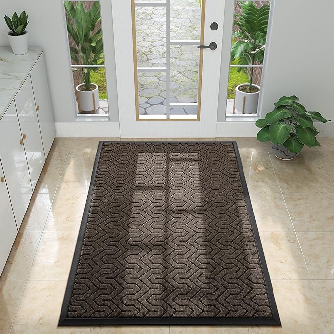 Yimobra Large Door Mat Outside Entrance 47x32, Waterproof Heavy Duty Outdoor Mats for Front Door, Non Slip Rubber Entry Mat for Garage Patio, Easy Clean, Brown