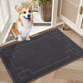 BEQHAUSE Door Mat 20" x 32", Non-Slip Door Mats Indoor Entryway Rugs Washable Low-Profile Absorbent and Stain Resist Floor Mats, Dog Door Mat for Front Back Door, Muddy Wet Shoes & Paws, Dark Grey