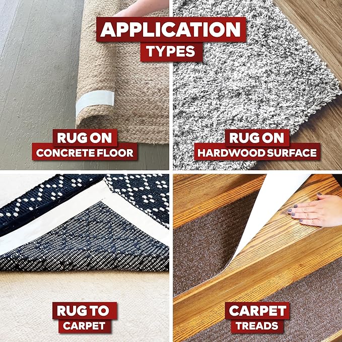 XFasten Double Sided Carpet Tape for Area Rugs, 2 Inch x 10 Yards 1-Inch Core – Heavy Duty Anti Slip Rug Grip Tape, Works as Rug Gripper, Wood Safe, Easy Removal for Hardwood and Laminate Floors