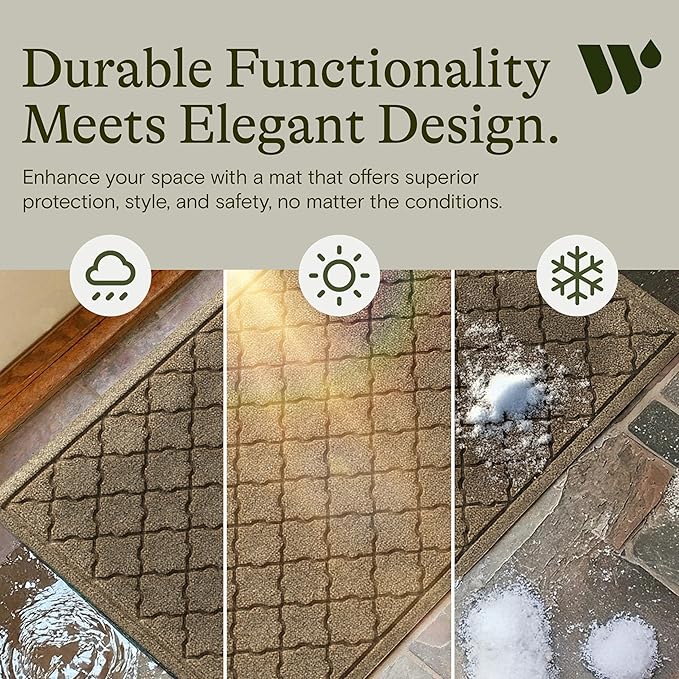 WaterHog Heavy Duty Doorway Mat, 2' x 3', Made in USA, Durable & Skid-Resistant Entryway Mat, Water-Trapping, Indoor/Outdoor Decorative Floor Covering, Cordova Collection, Khaki/Camel