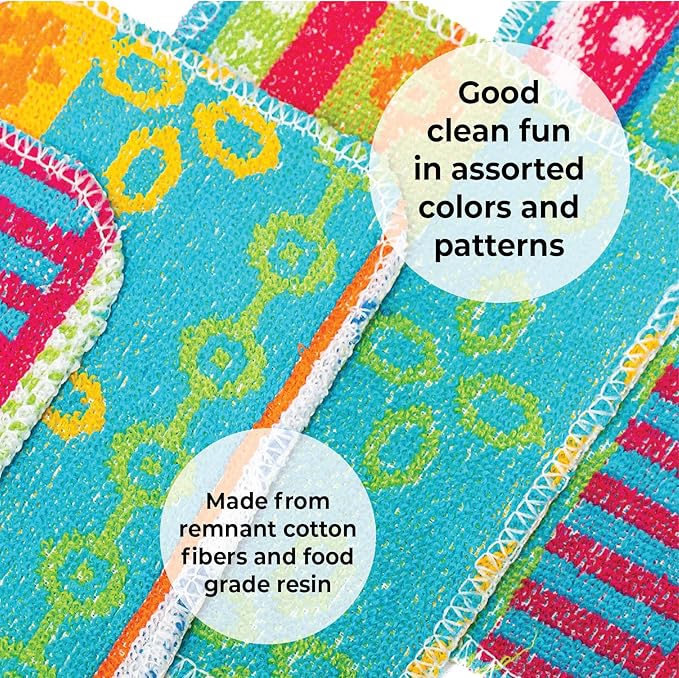 Skoy Scrub, 1-Piece Reusable, Non-Scratching Dish Scrubber for Kitchen and Household Cleaning, Planet-Friendly, Dishwasher Safe Soft Scrub, Assorted Colors and Designs
