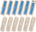 Matthew Cleaning 36'' Industrial Strength Cotton Dust Mop Refill Washable Replacement Heads for Residential & Commercial Use Fit Standard Dust Mop Frames, Hardwood, Concrete Floors Blue&White 12 Pack