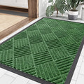 Smiry Front Door Mat Outside Entrance, Heavy Duty Outdoor Indoor Mat, Natural Rubber Doormat, Non Slip, Trap Dirt and Moisture, Easy Clean, Low Profile Patio Porch Entryway Mat, 35x23, Green