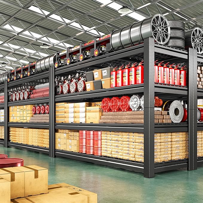60.1" W Storage Shelves Extra Wide Metal Shelving 2500LBS Garage Shelving Adjustable 4 Tier Garage Shelves Industrial Metal Shelf for Basement Warehouse Shop 60.1" W x 24.1" D x 60" H