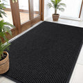 OLANLY Front Door Mat Indoor Outdoor Entrance, Waterproof Heavy Duty Doormat, Fade Resistant, Low Profile, Easy Clean Patio Porch Welcome Floor Mats for Entry, 59x35, Black
