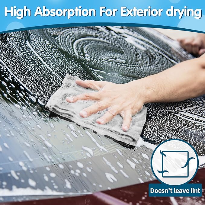 FIXSMITH Shop Towels, Pack of 100, Grey Microfiber Cleaning Cloth Bulk, Microfiber Towels for Cars, All-Purpose Absorbent Cleaning Rags, Dust Cloth for Automotive, Mechanic, Garage, 11.5 x 11.5 inch