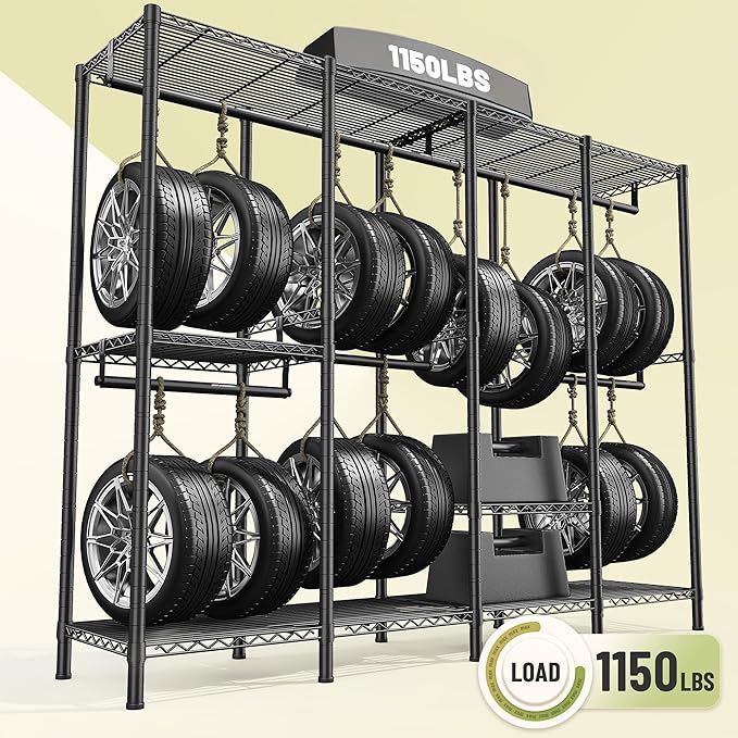 Raybee Heavy Duty Clothes Rack for Hanging Clothes,Clothing Rack with Shelves, Adjustable,76" W x 77" H x 18" D,Max Load 1150lbs,Black